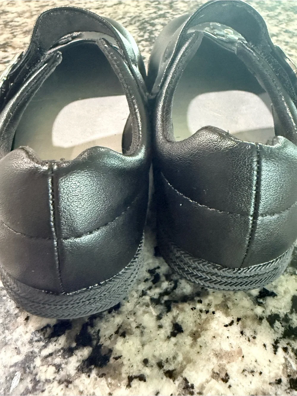 Girls Black Mary Jane Shoes with Flower Accent